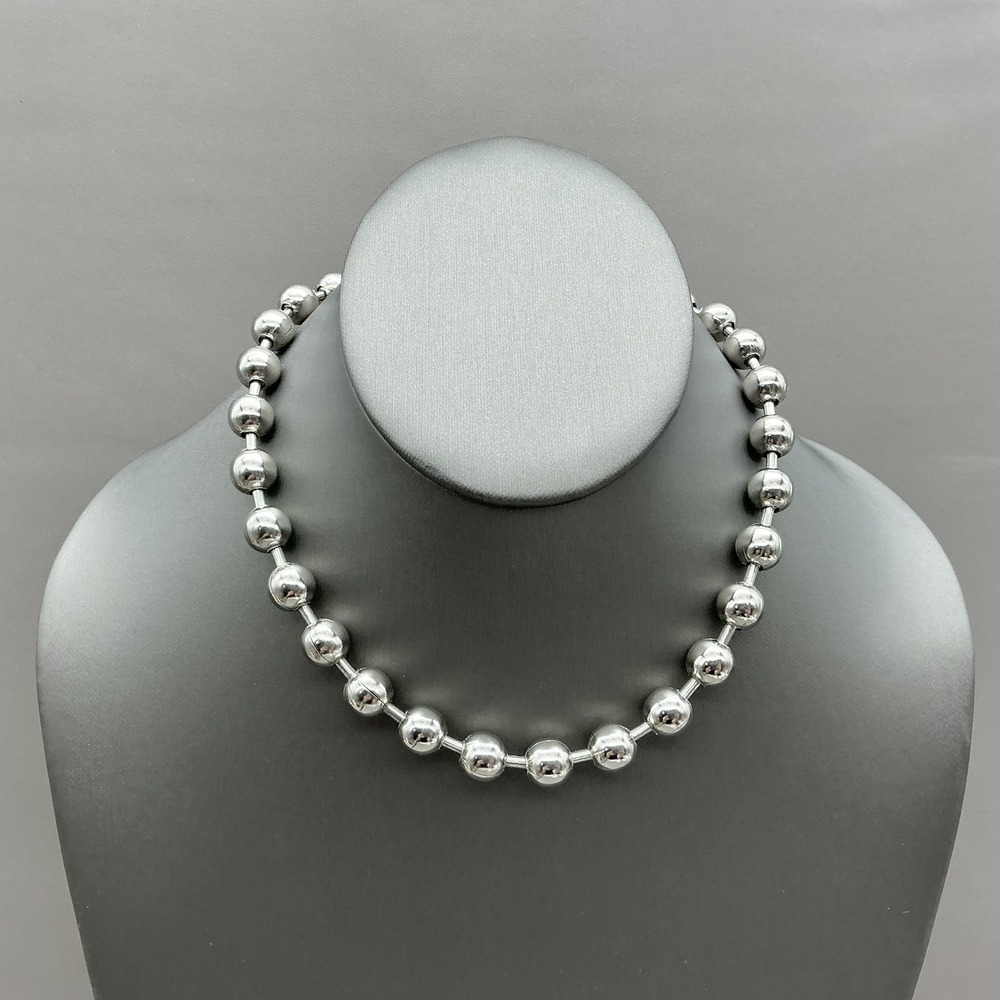 F.A.I.T.H. Necklace Silver Tone Beaded Ball Chain Womens Statement Jewelry
